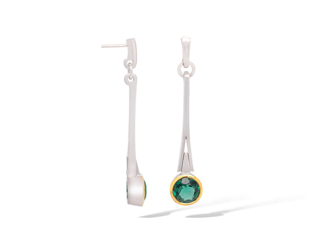 Green Amethyst and Amethyst earrings in sterling silver, style E7801 - view 6