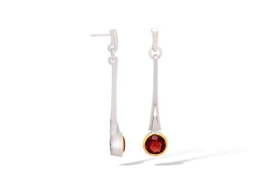 Green Amethyst and Amethyst earrings in sterling silver, style E7801
