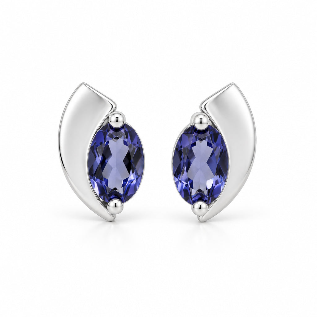 Amethyst and Blue Topaz earrings in sterling silver, style E9298 - view 9