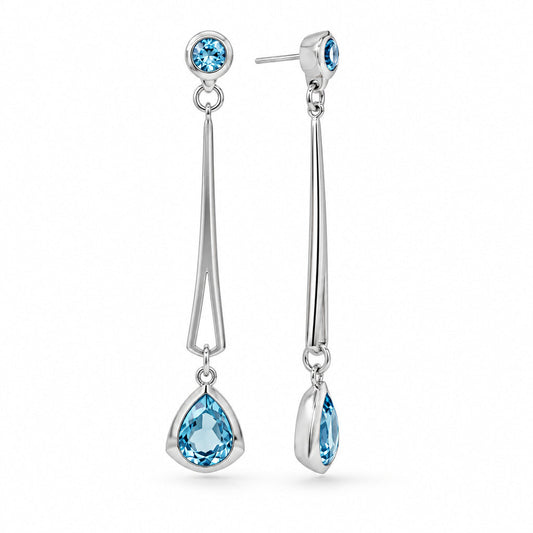 Blue Topaz and Sky Blue Topaz earrings in sterling silver, style E9865