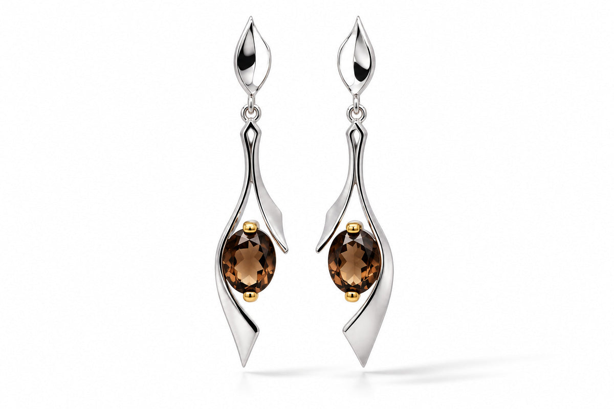 Amethyst and Blue Topaz earrings in sterling silver, style E8438 - view 4
