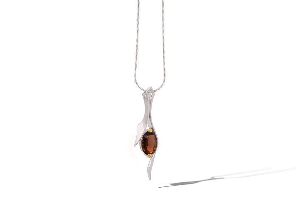 Amethyst and Clear Quartz pendant in sterling silver, style P6903 - view 4