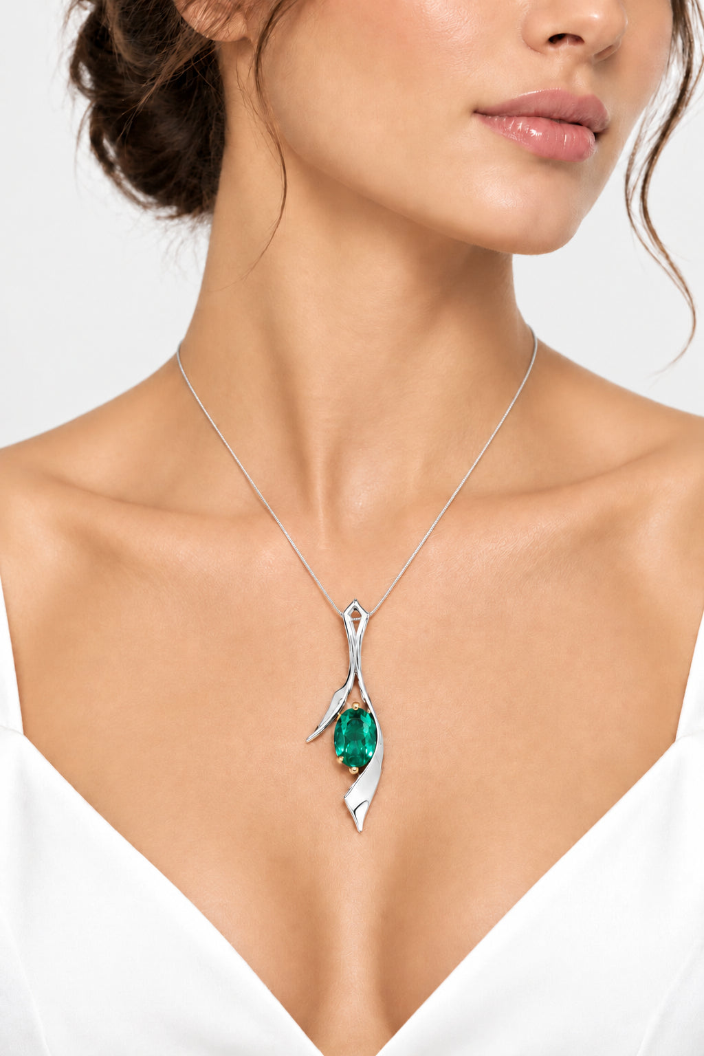 Amethyst and Clear Quartz pendant in sterling silver, style P6903 - view 5