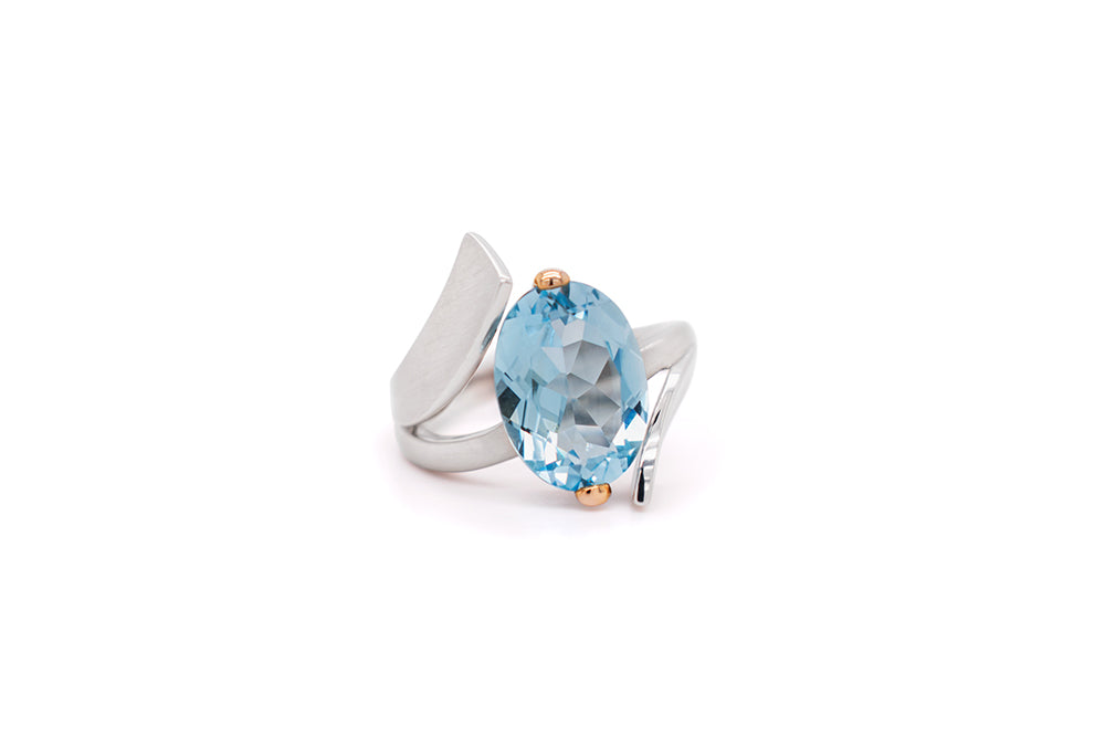 Amethyst and Blue Topaz ring in sterling silver, style R6492 - view 5