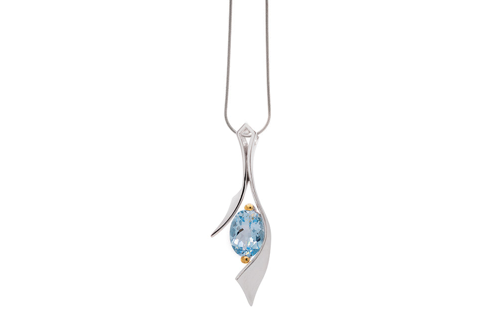 Amethyst and Clear Quartz pendant in sterling silver, style P6903 - view 6