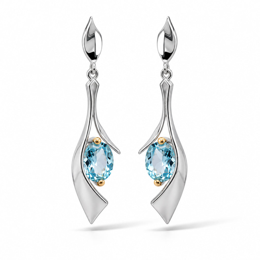 Amethyst and Blue Topaz earrings in sterling silver, style E8438 - view 6