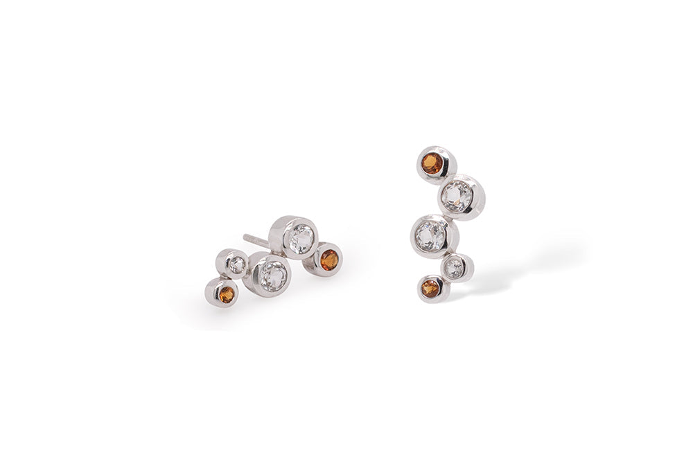 Madeira Citrine and White Topaz earrings in sterling silver, style E5188 - view 4