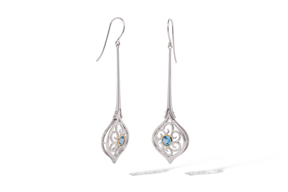 Long Gemstone Earring E9839 - E9839 Blue Topaz - Earring