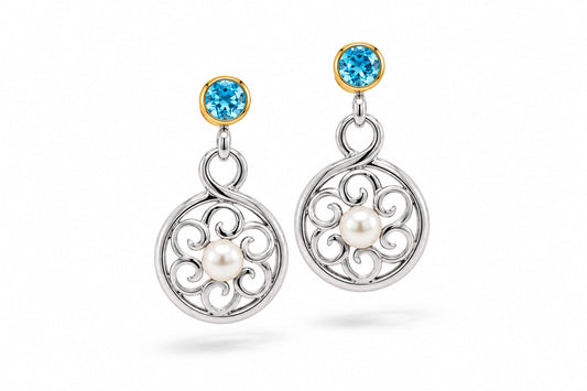Amethyst and Blue Topaz earrings in sterling silver by Joryel Vera, style E9840 - view 3