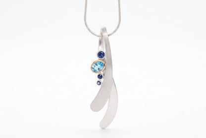 Blue Topaz and Tanzanite pendant in sterling silver, style P6141 - view 4