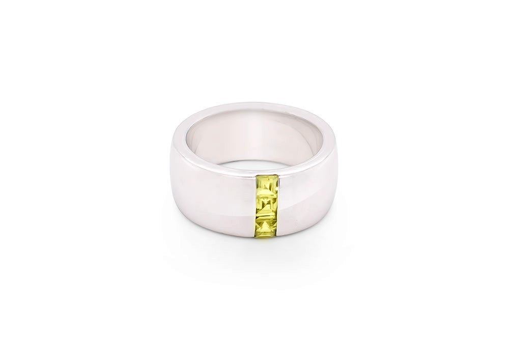 R3803 WIDE BAND GEMSTONE RING - view 2