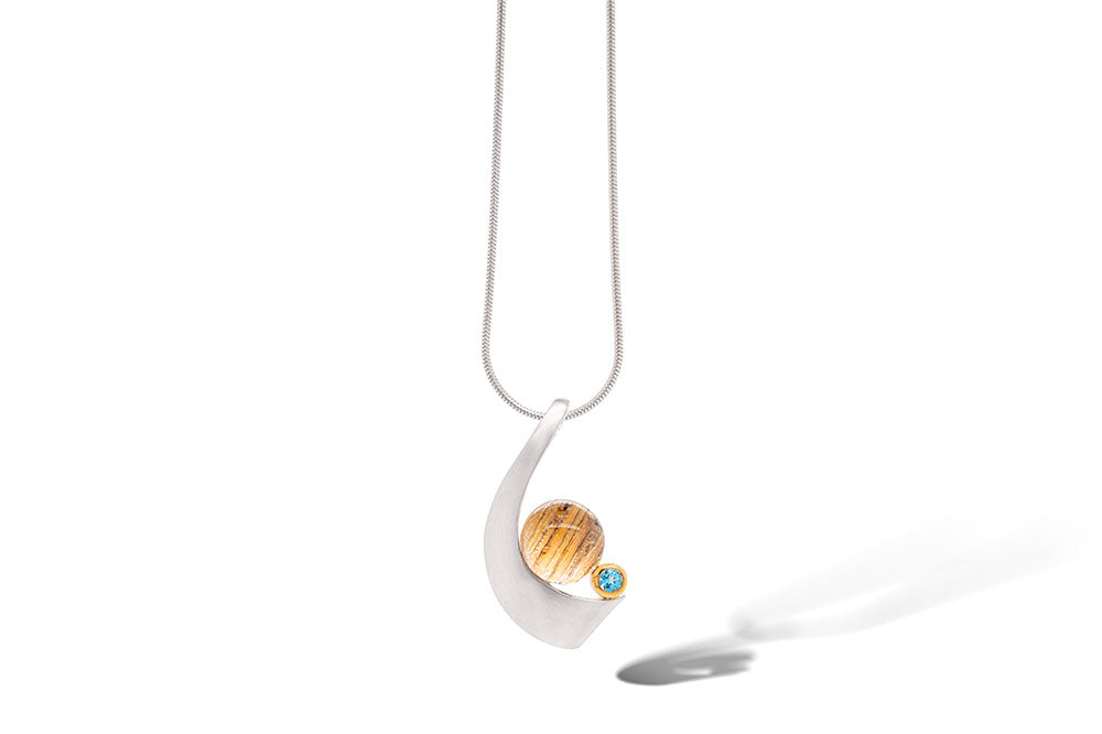 Rutilated Quartz pendant in sterling silver, style P7362
