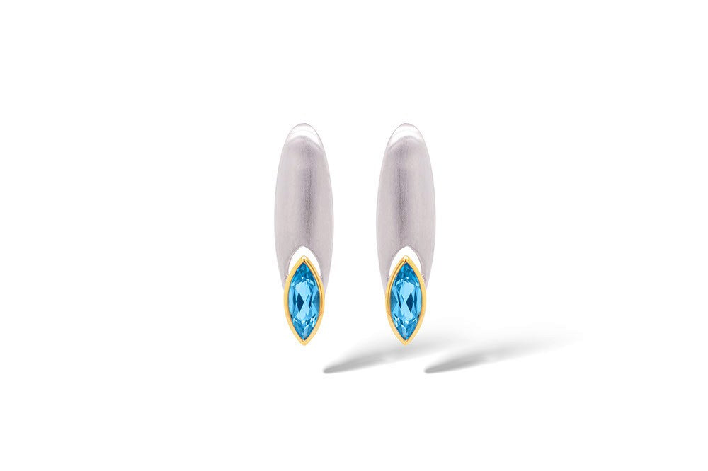 Blue Topaz and Green Quartz earrings in sterling silver by Joryel Vera, style E5978