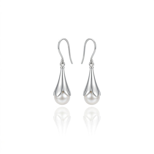 Pearl earrings in sterling silver by Joryel Vera, style E5919