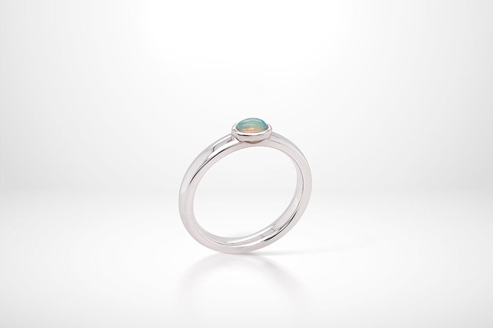 Opal and Rhodolite Garnet ring in sterling silver, style R2684 - view 2