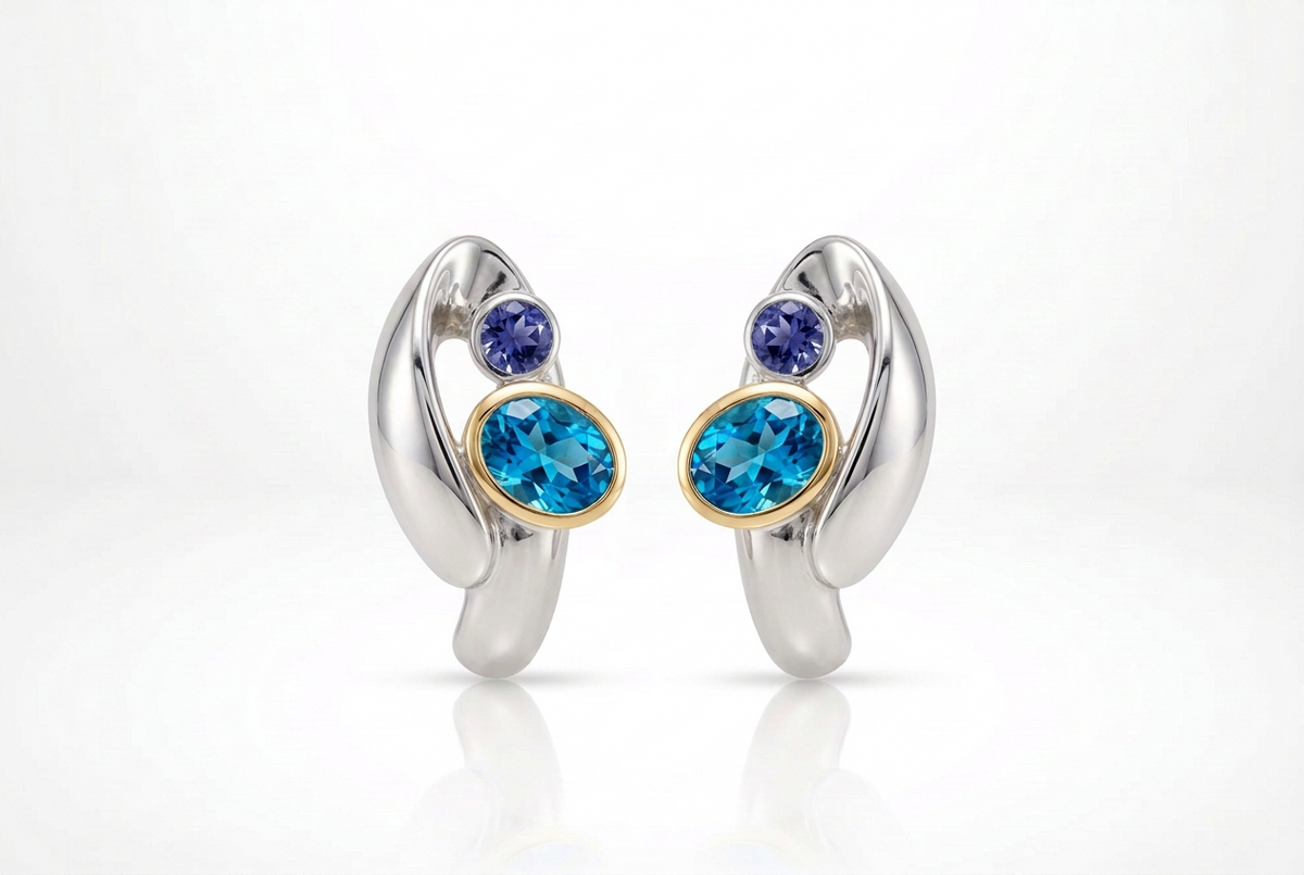 Multi Gemstone Earrings in 925 Sterling Silver | E7382