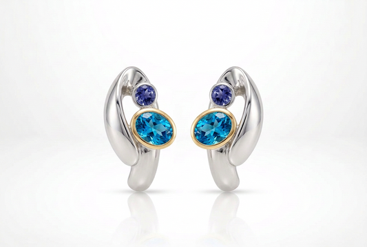 Multi Gemstone Earrings in 925 Sterling Silver | E7382
