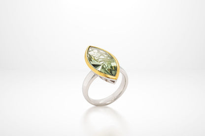 Green Amethyst and Amethyst ring in sterling silver, style R5950