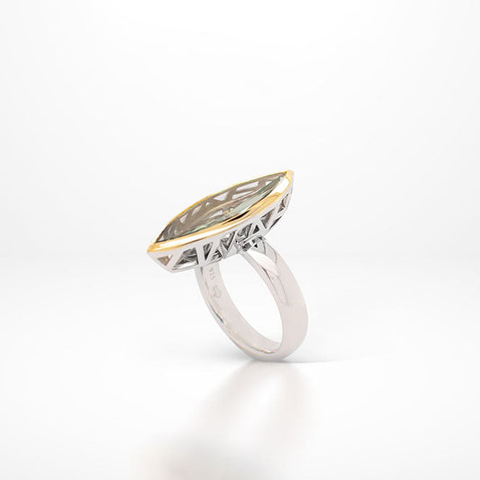 Green Amethyst and Amethyst ring in sterling silver by Joryel Vera, style R5950 - view 2