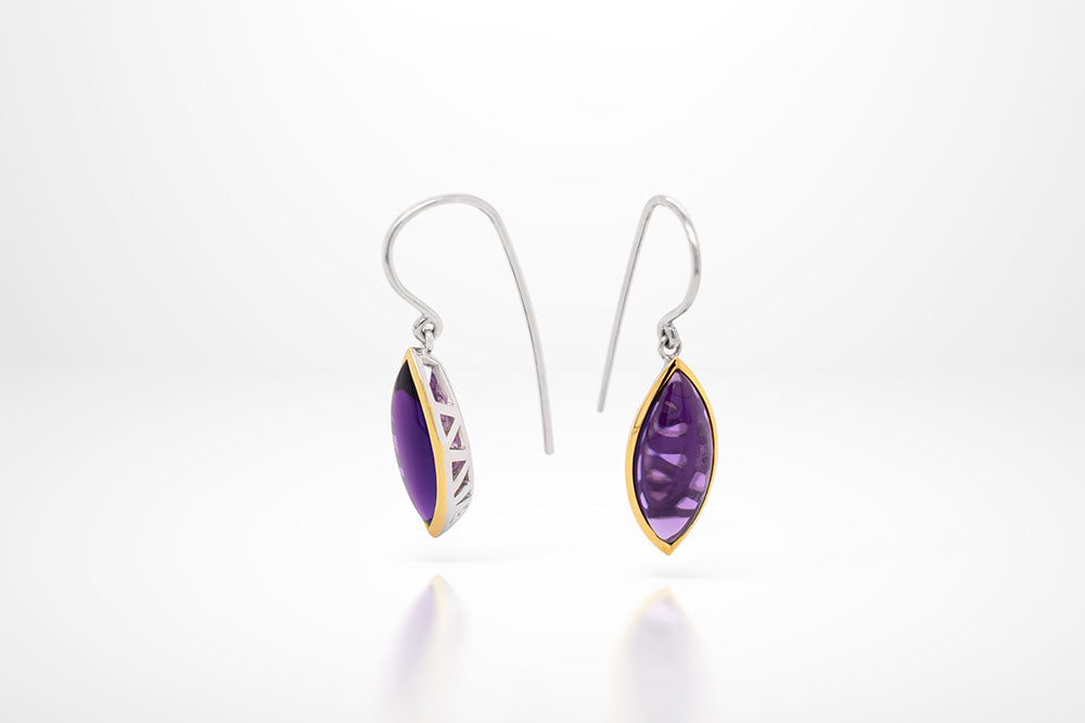 Amethyst and Green Amethyst earrings in sterling silver, style E7580 - view 2