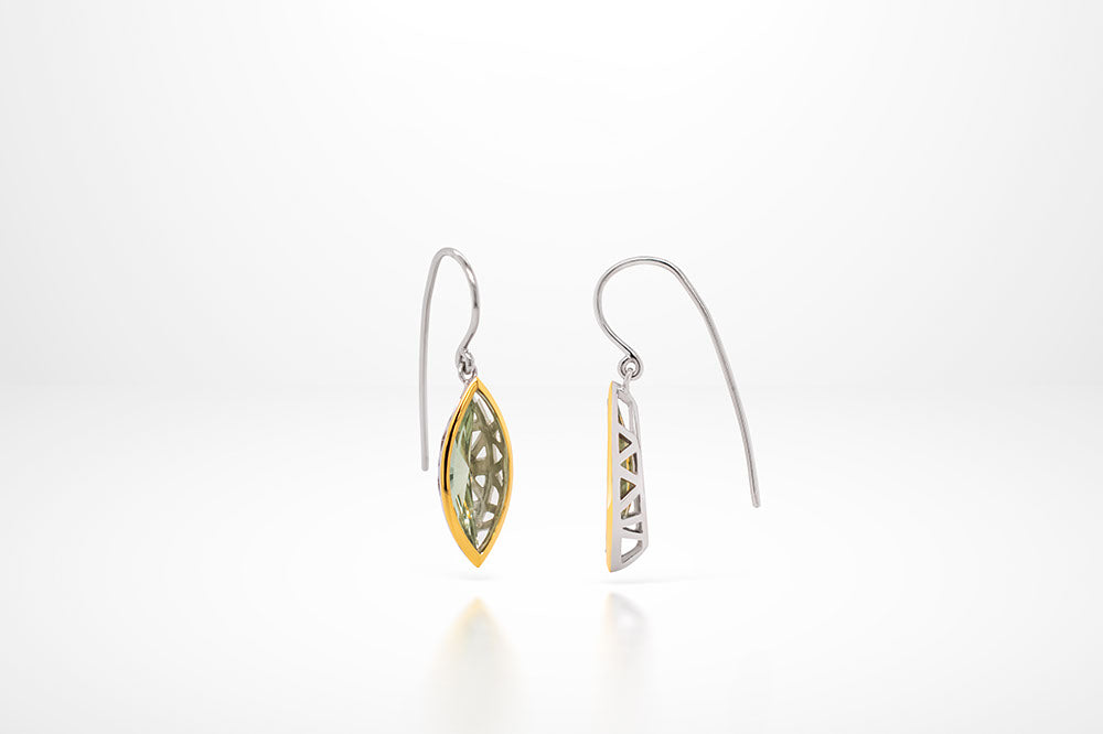 Amethyst and Green Amethyst earrings in sterling silver, style E7580
