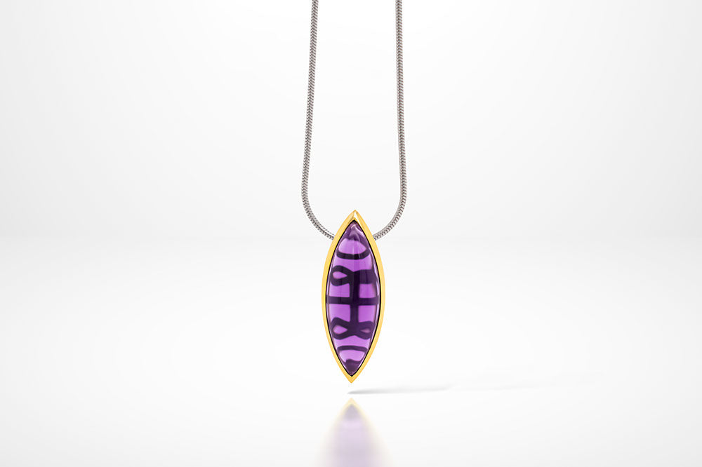 Amethyst and Green Amethyst pendant in sterling silver, style P6264 - view 4
