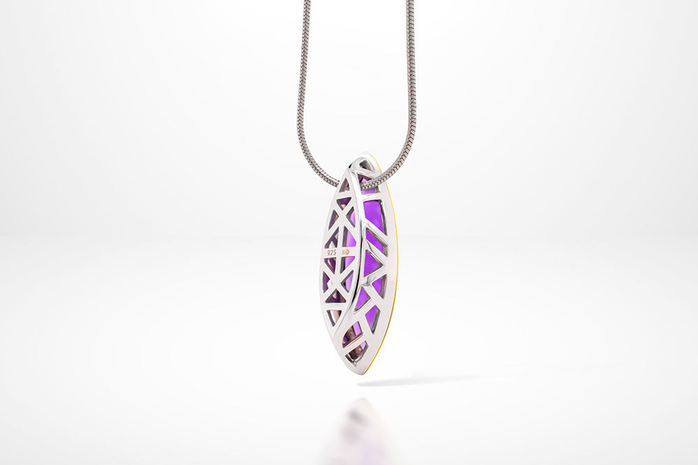 Amethyst and Green Amethyst pendant in sterling silver, style P6264 - view 6