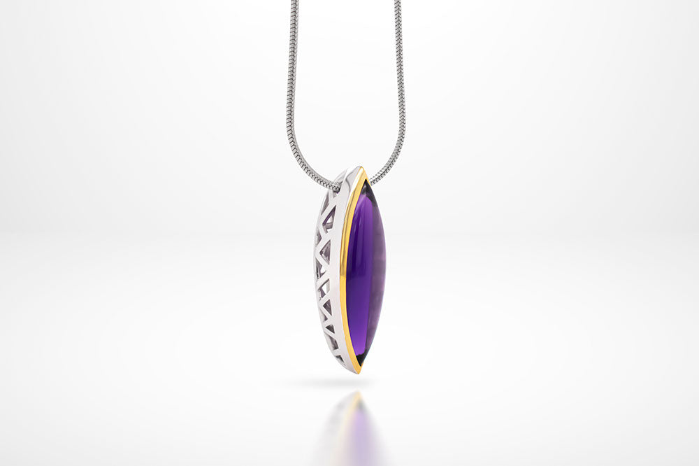 Amethyst and Green Amethyst pendant in sterling silver, style P6264 - view 5