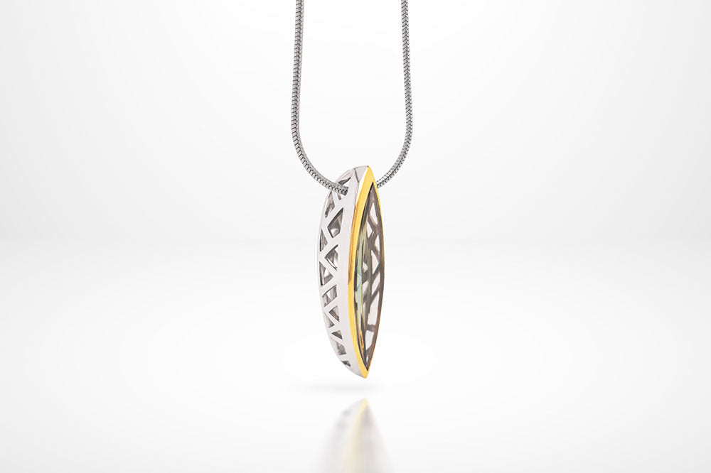 Amethyst and Green Amethyst pendant in sterling silver, style P6264 - view 3