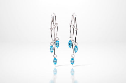 Gemstone Tassels Earring E9332 - E9333 BLUE TOPAZ - Earring