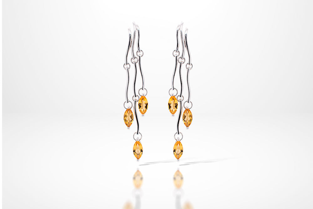 Gemstone Tassels Earring E9332 - E9333 CITRINE - Earring