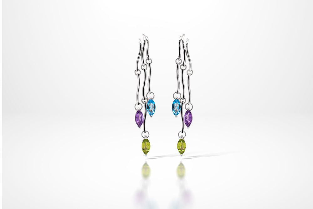 E9332 GEMSTONE TASSELS EARRING