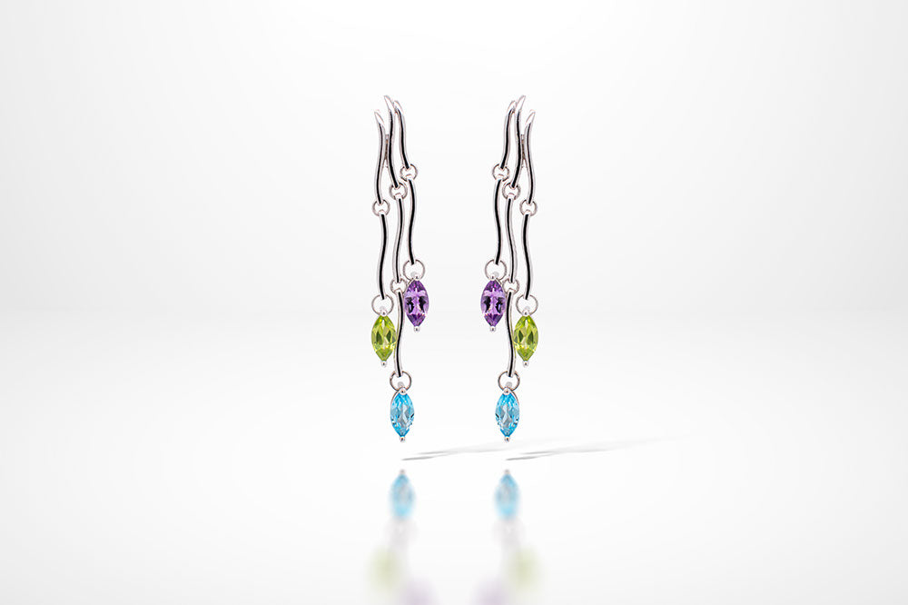 Gemstone Tassels Earring E9332 - E9333 TASSEL PD/BT/AM - Earring