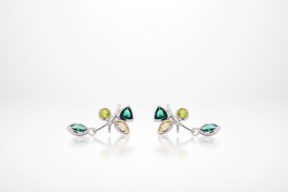 Amethyst and Blue Topaz earrings in sterling silver, style E5540 - view 2