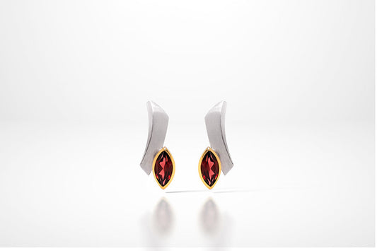 Blue Topaz and Garnet earrings in sterling silver by Joryel Vera, style E7351 - view 5