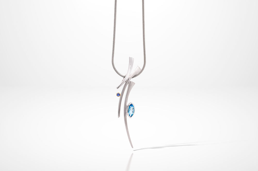Blue Topaz and Garnet jewelry set in sterling silver, style P6104 - view 6