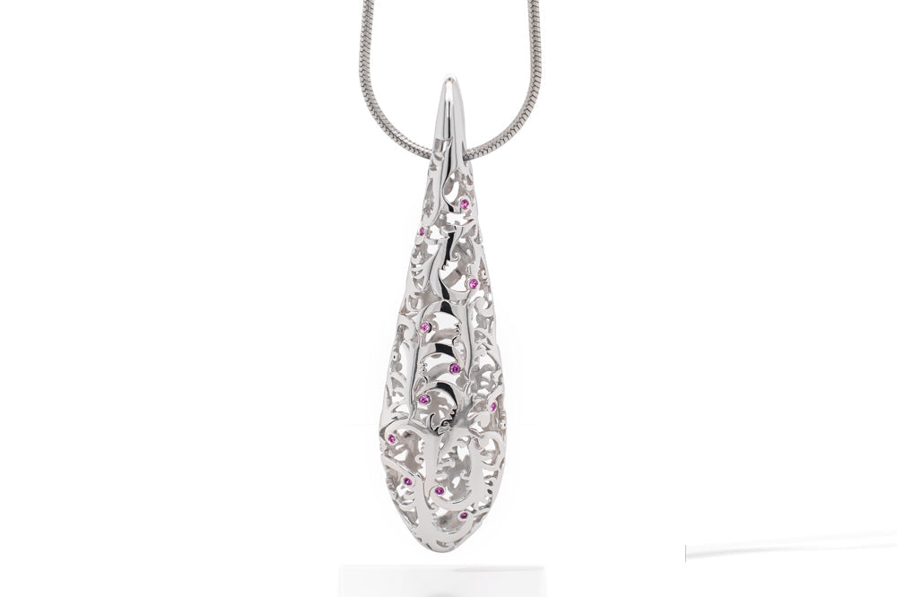 Pink Sapphire necklace in sterling silver, style N6066