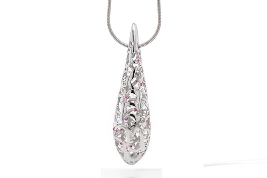 Pink Sapphire necklace in sterling silver, style N6066