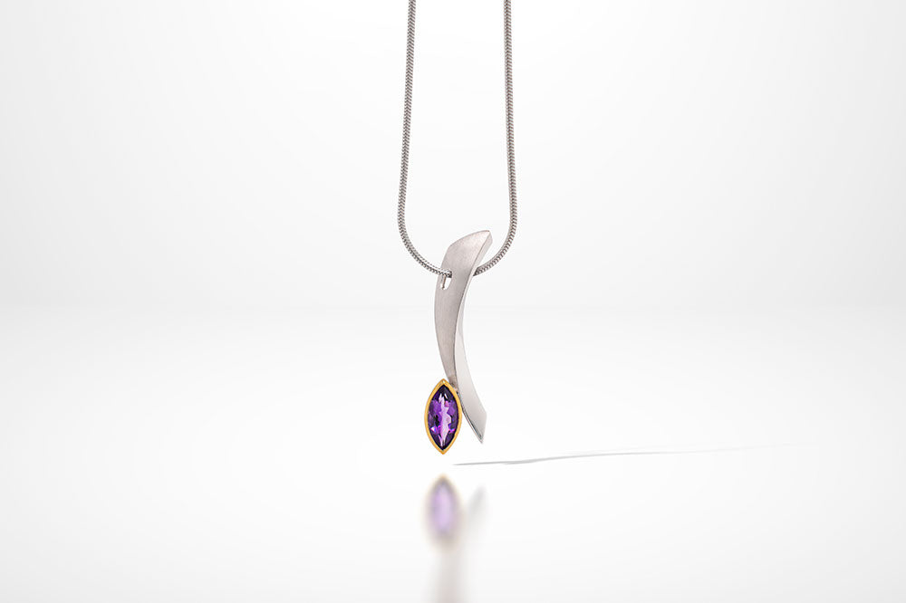 Amethyst and Blue Topaz pendant in sterling silver, style P6118 - view 3