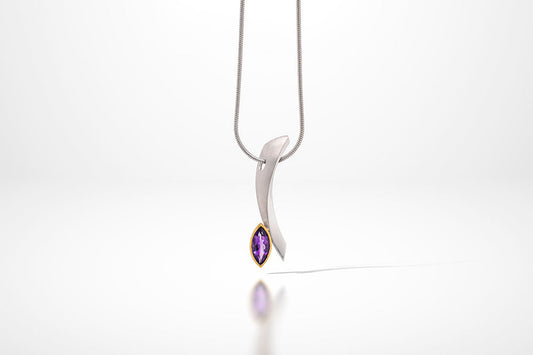 Amethyst and Blue Topaz pendant in sterling silver, style P6118 - view 3