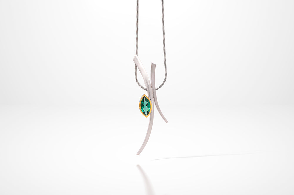 Blue Topaz and Green Quartz pendant in sterling silver, style P6140 - view 2