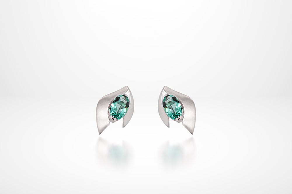 Green Quartz and Rose Quartz earrings in sterling silver, style E9891 - view 2