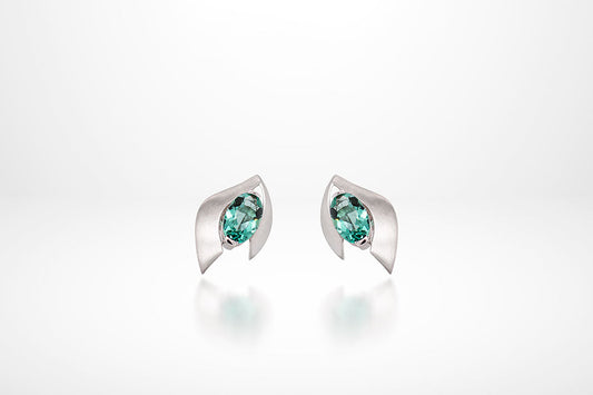 Green Quartz and Rose Quartz earrings in sterling silver by Joryel Vera, style E9891 - view 2