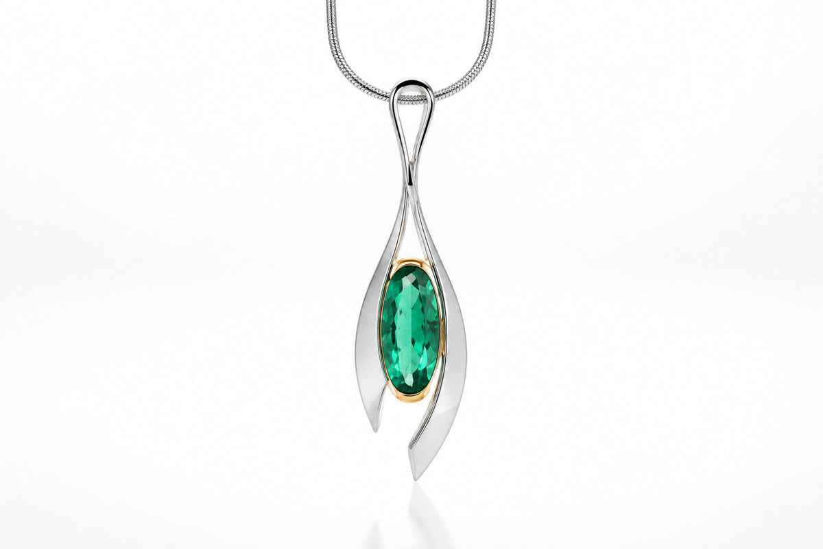 Rose Quartz and Sky Blue Topaz pendant in sterling silver, style P7601 - view 2