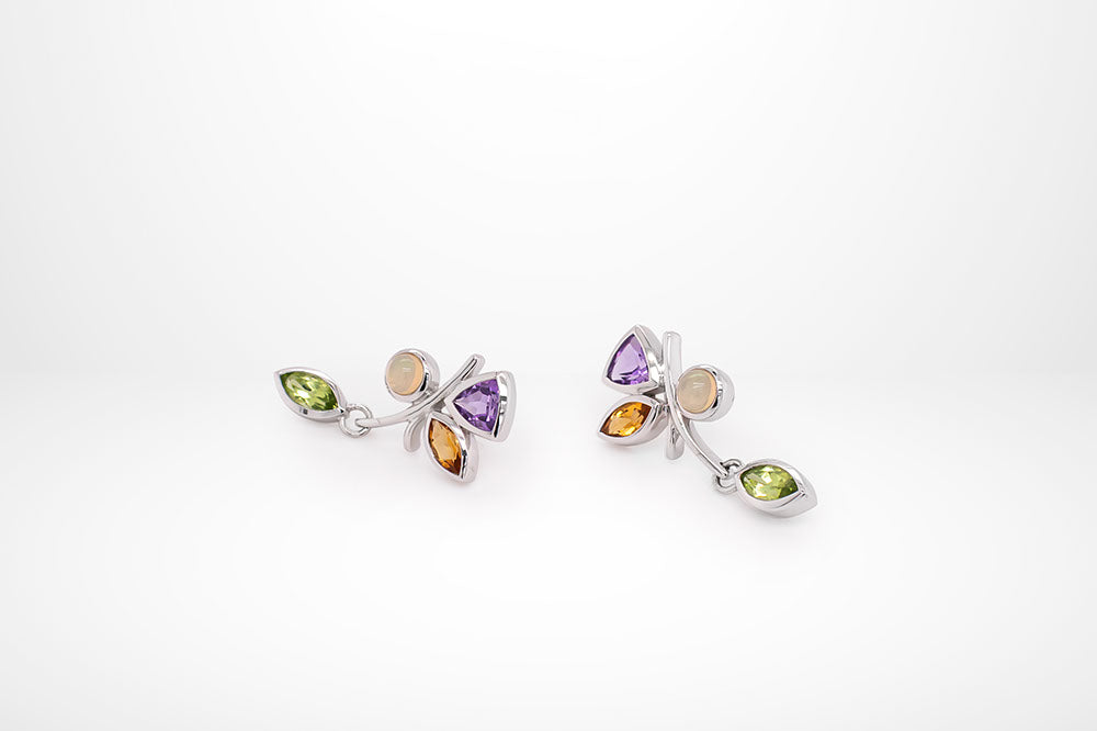 Amethyst and Blue Topaz earrings in sterling silver, style E5540