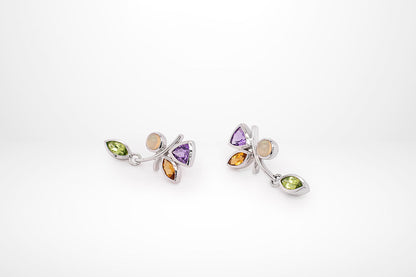 Amethyst and Blue Topaz earrings in sterling silver, style E5540