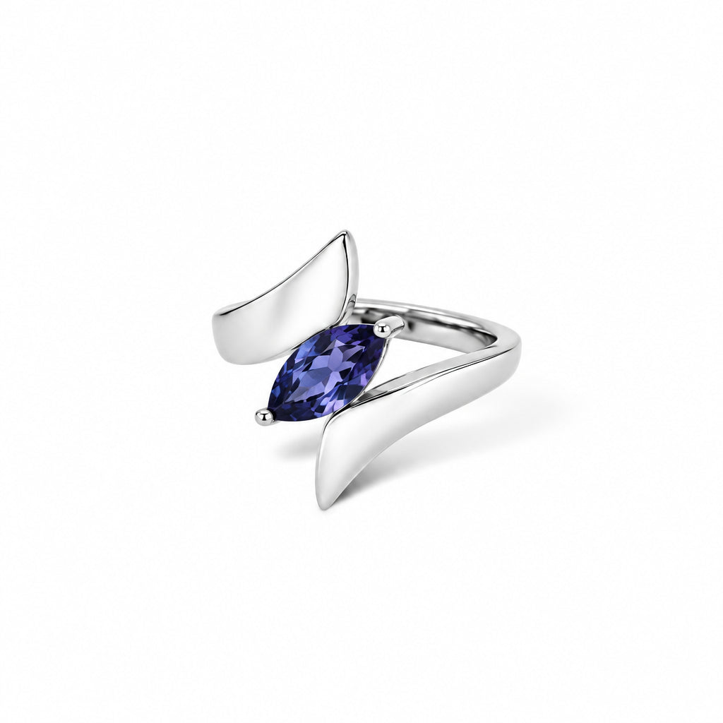 Amethyst and Blue Topaz ring in sterling silver, style R6978 - view 4