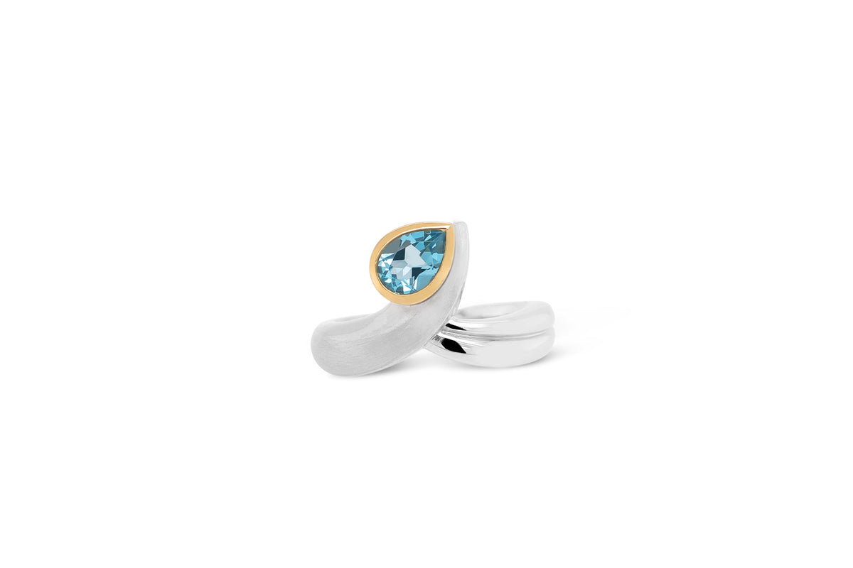 Amethyst and Blue Topaz ring in sterling silver, style R7265 - view 2