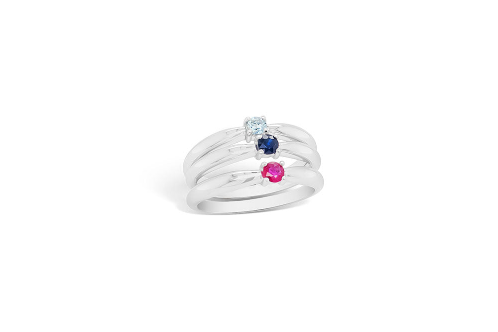 Amethyst and Aquamarine ring in sterling silver, style R3729 - view 7