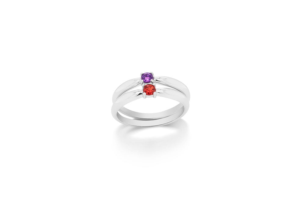 Amethyst and Aquamarine ring in sterling silver, style R3729